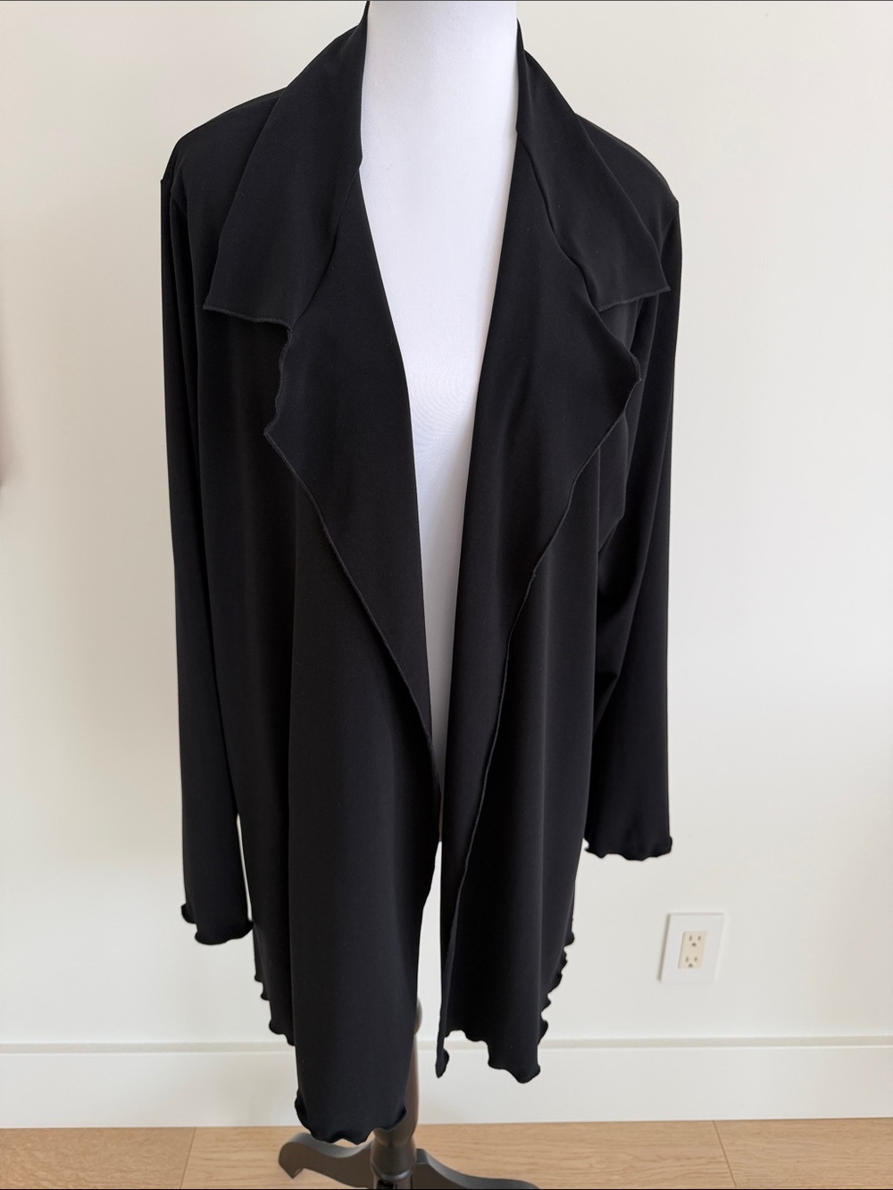 LINDA LUNDSTROM Lightweight Open Front Jersey Jacket Cardigan Travel Flowy